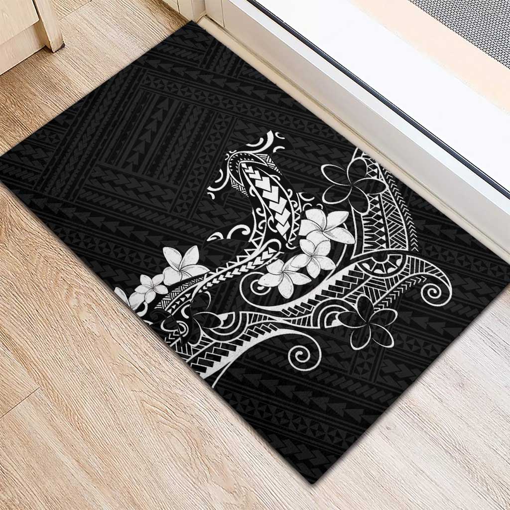 Black Hawaii Rubber Doormat Hammerhead Shark Tattoo Curve Polynesian - Polynesian Pride
