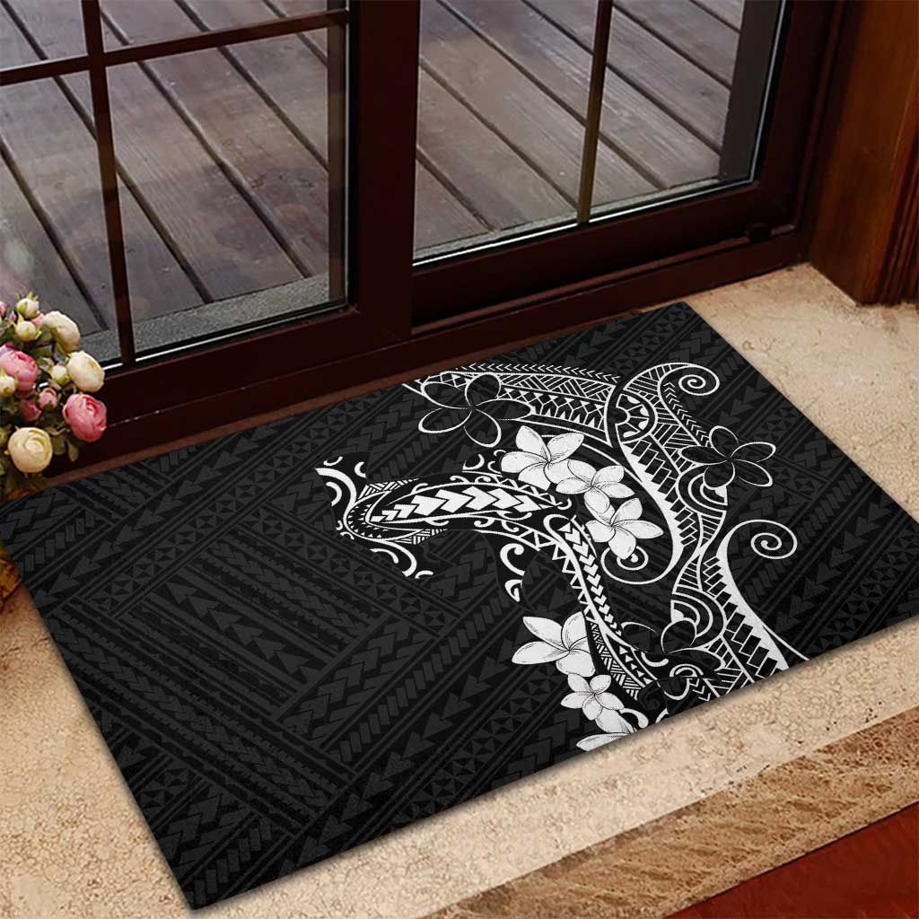 Black Hawaii Rubber Doormat Hammerhead Shark Tattoo Curve Polynesian - Polynesian Pride