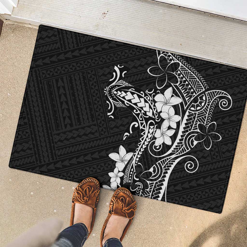 Black Hawaii Rubber Doormat Hammerhead Shark Tattoo Curve Polynesian - Polynesian Pride