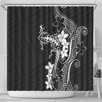 Black Hawaii Shower Curtain Hammerhead Shark Tattoo Curve Polynesian - Polynesian Pride