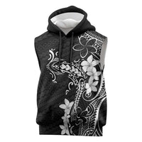 Black Hawaii Sleeveless Hoodie Hammerhead Shark Tattoo Curve Polynesian - Polynesian Pride