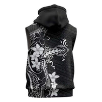 Black Hawaii Sleeveless Hoodie Hammerhead Shark Tattoo Curve Polynesian - Polynesian Pride