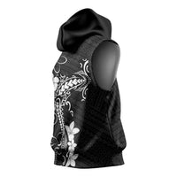 Black Hawaii Sleeveless Hoodie Hammerhead Shark Tattoo Curve Polynesian - Polynesian Pride