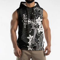 Black Hawaii Sleeveless Hoodie Hammerhead Shark Tattoo Curve Polynesian - Polynesian Pride