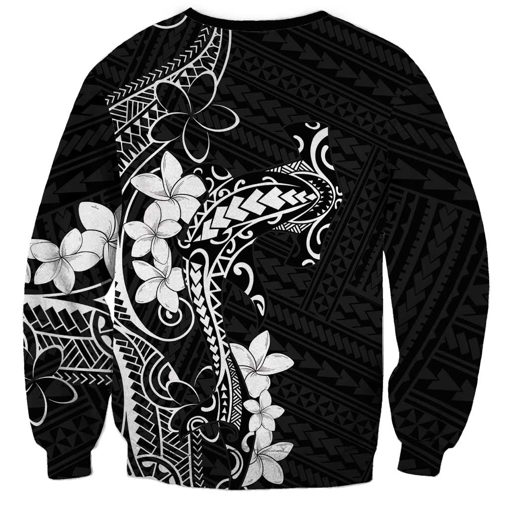 Black Hawaii Sweatshirt Hammerhead Shark Tattoo Curve Polynesian - Polynesian Pride