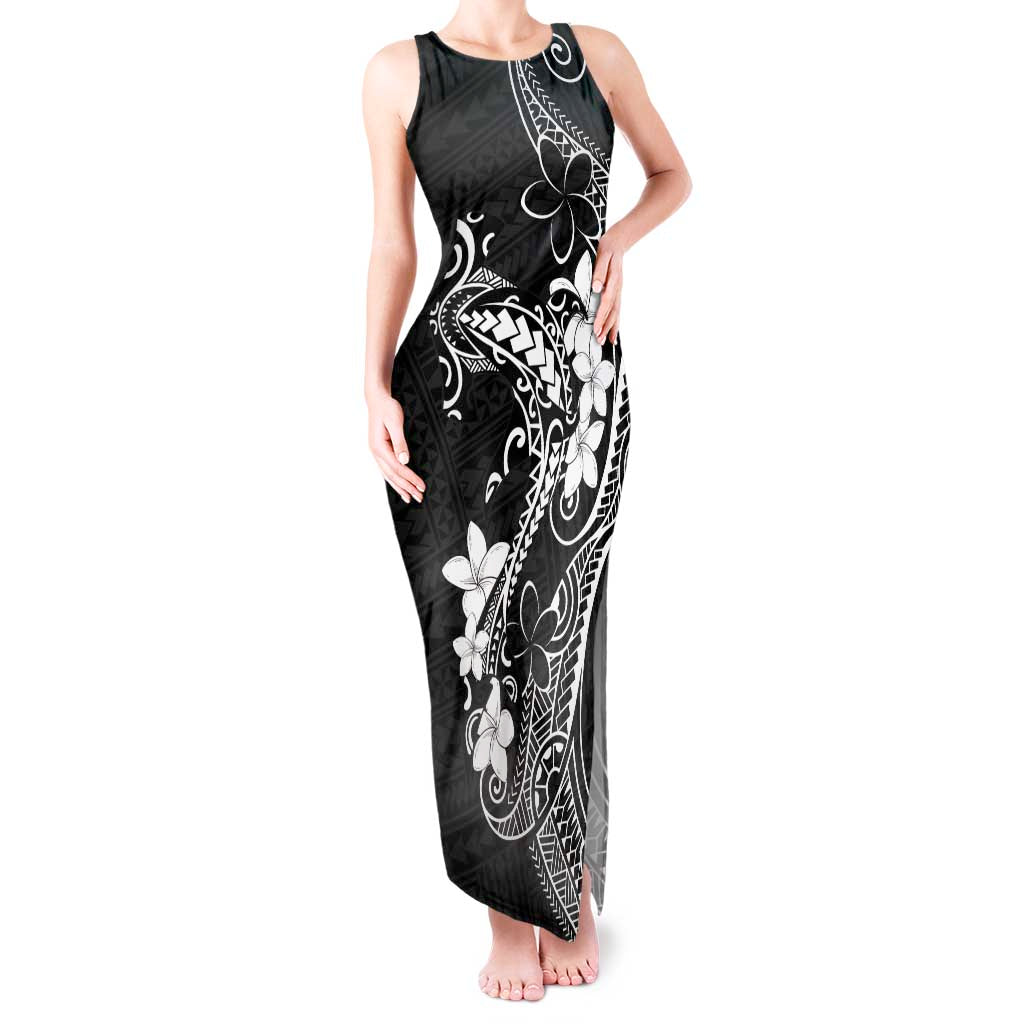 Black Hawaii Tank Maxi Dress Hammerhead Shark Tattoo Curve Polynesian - Polynesian Pride