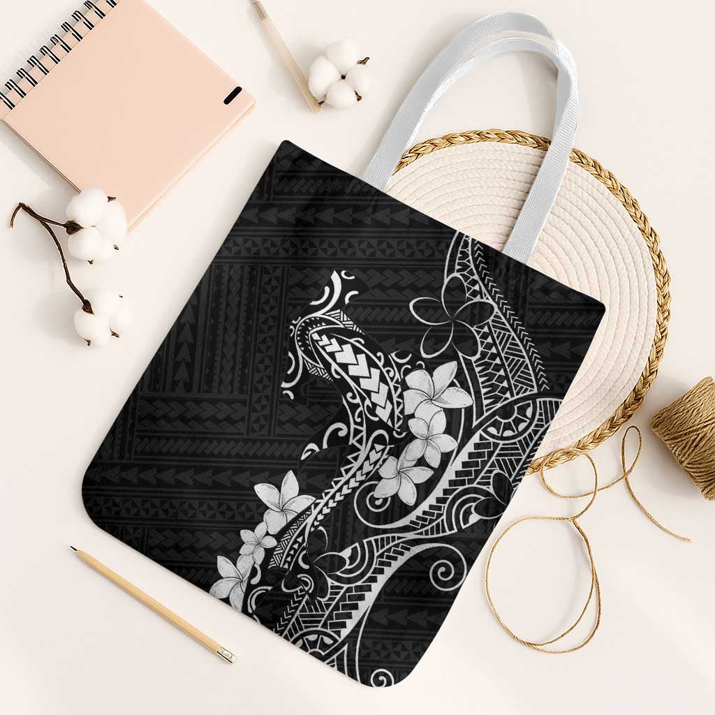 Black Hawaii Tote Bag Hammerhead Shark Tattoo Curve Polynesian - Polynesian Pride