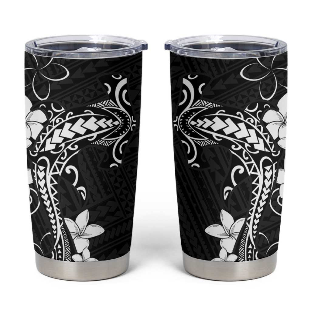 Black Hawaii Tumbler Cup Hammerhead Shark Tattoo Curve Polynesian - Polynesian Pride