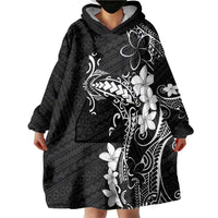 Black Hawaii Wearable Blanket Hoodie Hammerhead Shark Tattoo Curve Polynesian - Polynesian Pride