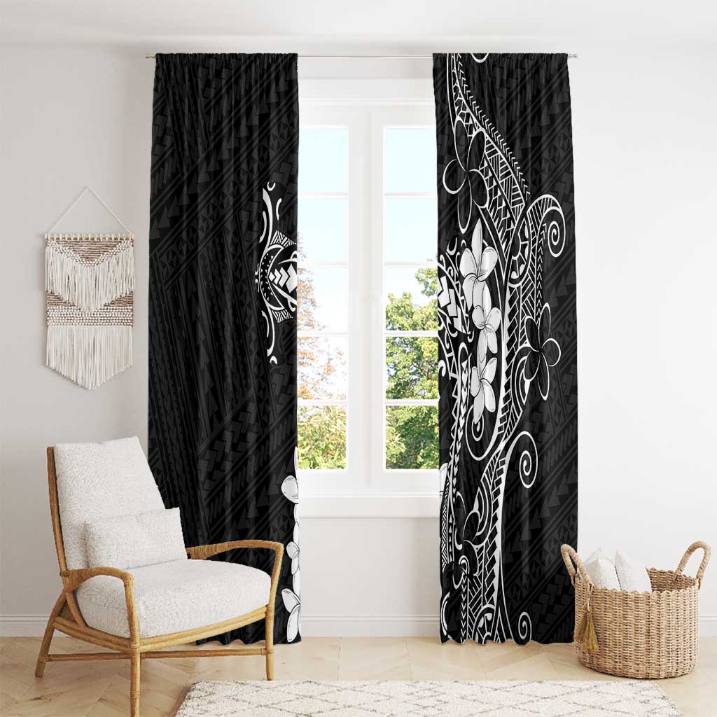 Black Hawaii Window Curtain Hammerhead Shark Tattoo Curve Polynesian - Polynesian Pride