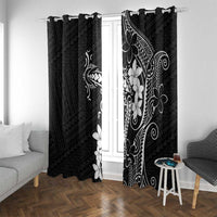 Black Hawaii Window Curtain Hammerhead Shark Tattoo Curve Polynesian - Polynesian Pride