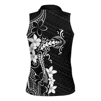 Black Hawaii Women Sleeveless Polo Shirt Hammerhead Shark Tattoo Curve Polynesian - Polynesian Pride