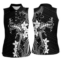 Black Hawaii Women Sleeveless Polo Shirt Hammerhead Shark Tattoo Curve Polynesian - Polynesian Pride