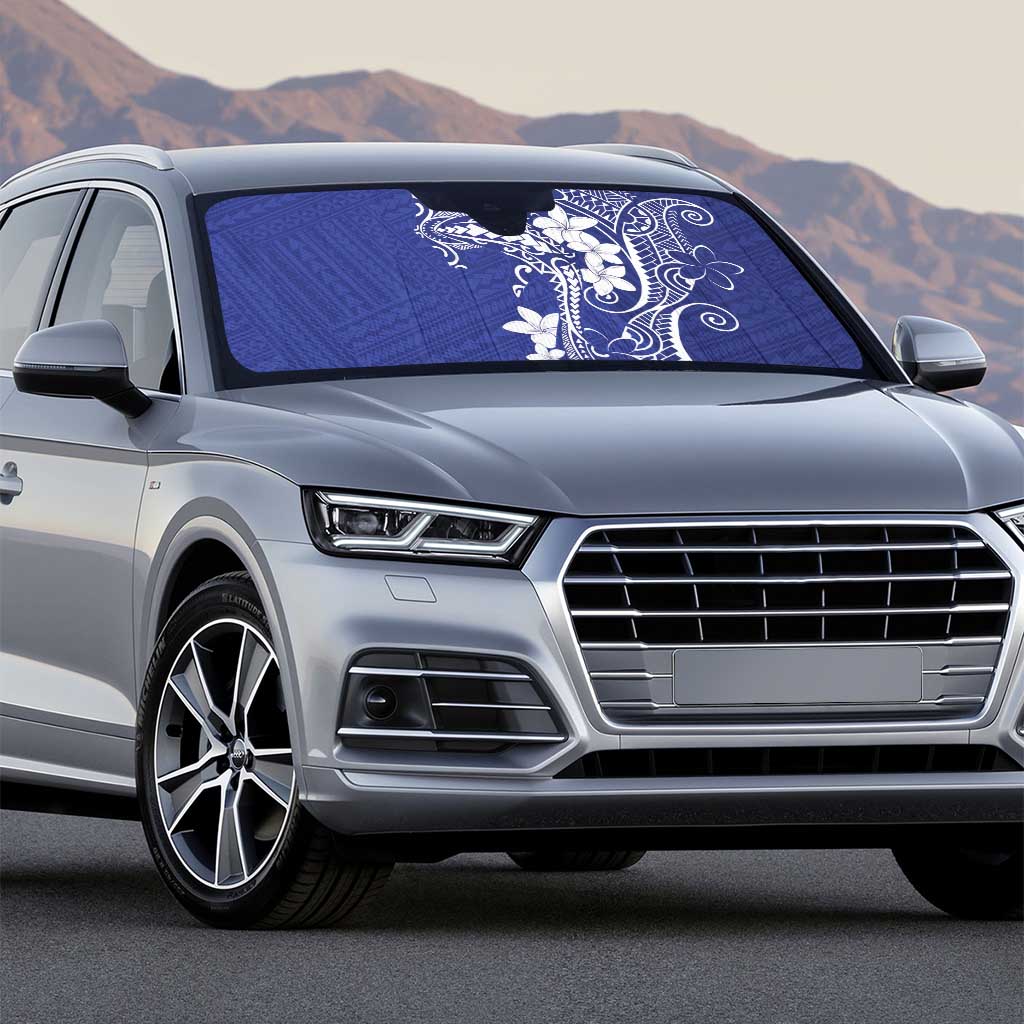 Blue Hawaii Auto Sun Shade Hammerhead Shark Tattoo Curve Polynesian - Polynesian Pride