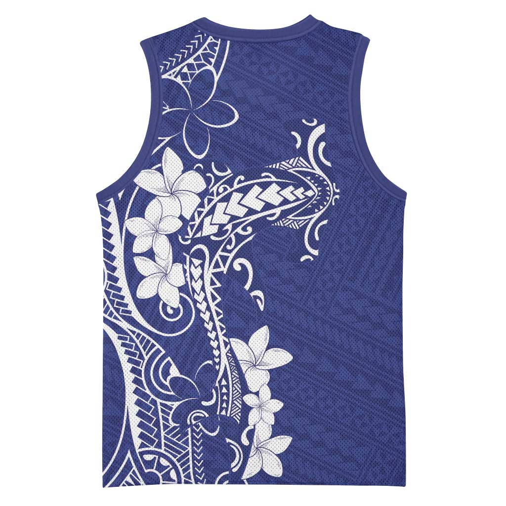 Blue Hawaii Basketball Jersey Hammerhead Shark Tattoo Curve Polynesian - Polynesian Pride