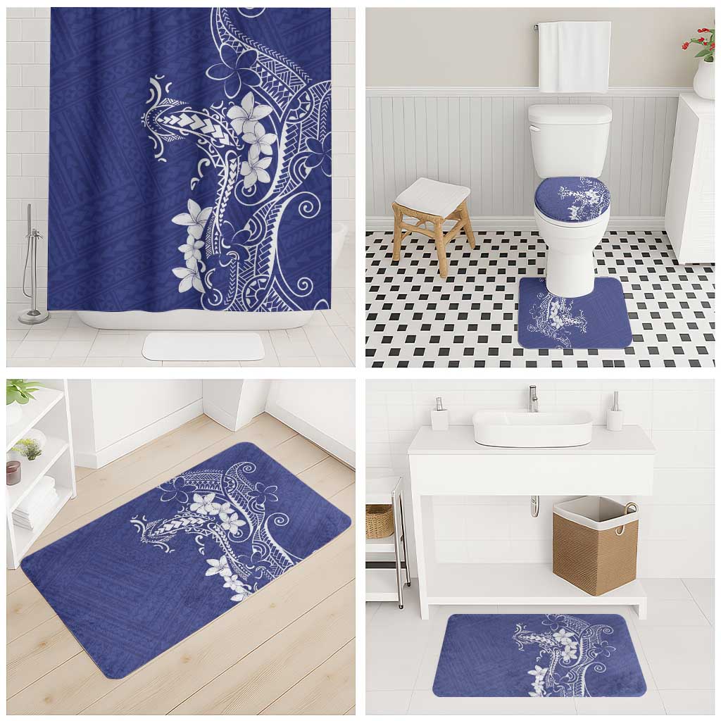 Blue Hawaii Bathroom Set Hammerhead Shark Tattoo Curve Polynesian - Polynesian Pride
