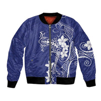 Blue Hawaii Bomber Jacket Hammerhead Shark Tattoo Curve Polynesian - Polynesian Pride