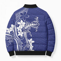 Blue Hawaii Bomber Puffer Jacket Hammerhead Shark Tattoo Curve Polynesian - Polynesian Pride