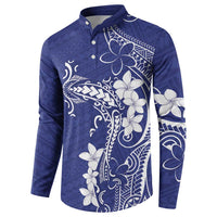 Blue Hawaii Button Sweatshirt Hammerhead Shark Tattoo Curve Polynesian - Polynesian Pride
