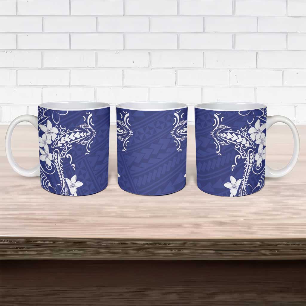 Blue Hawaii Ceramic Mug Hammerhead Shark Tattoo Curve Polynesian - Polynesian Pride