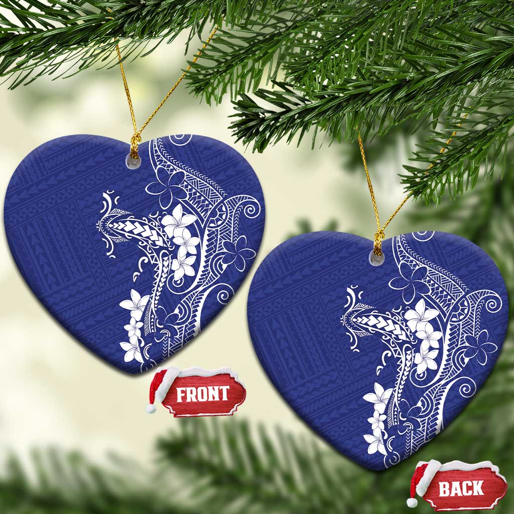 Blue Hawaii Ceramic Ornament Hammerhead Shark Tattoo Curve Polynesian - Polynesian Pride