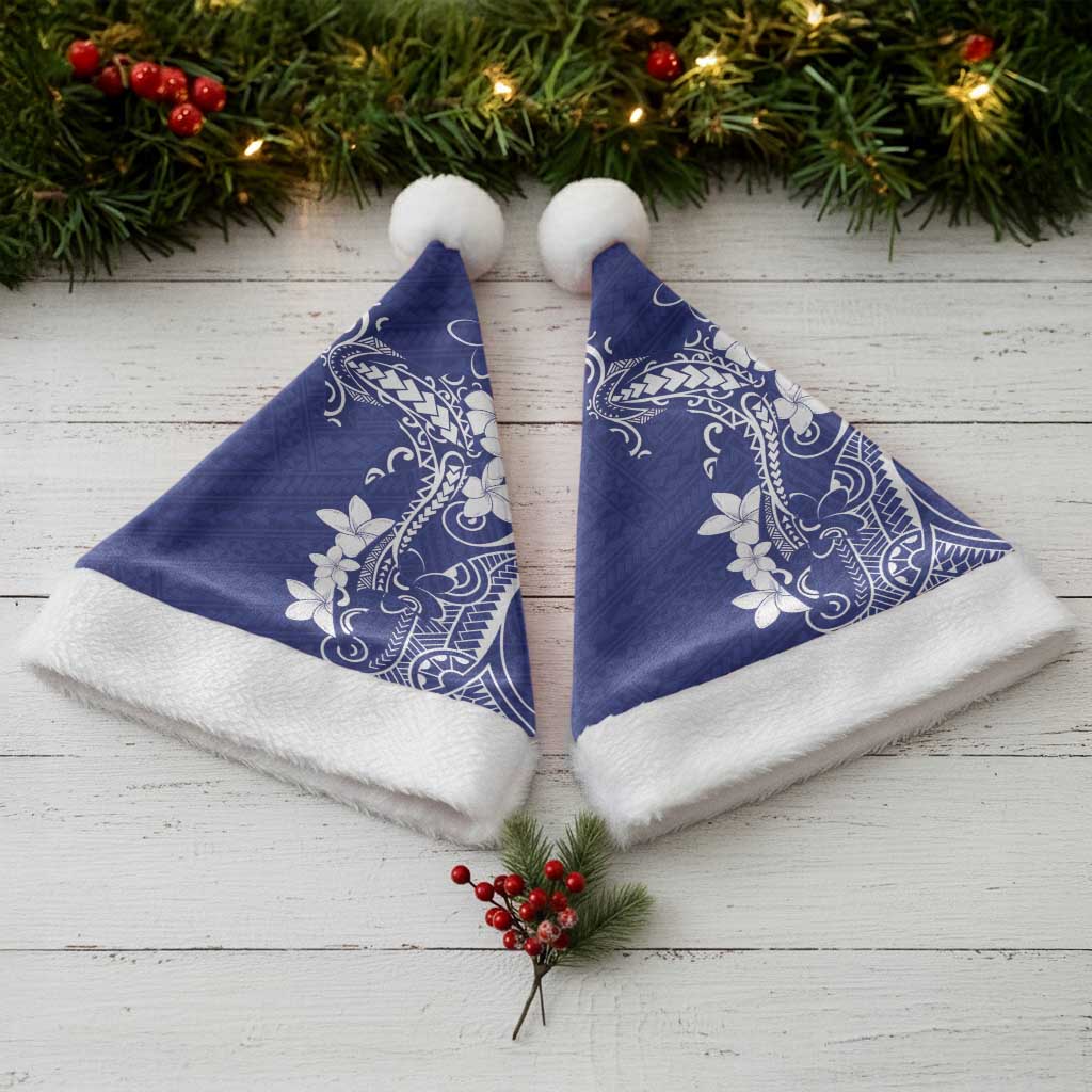 Blue Hawaii Christmas Santa Hat Hammerhead Shark Tattoo Curve Polynesian - Polynesian Pride