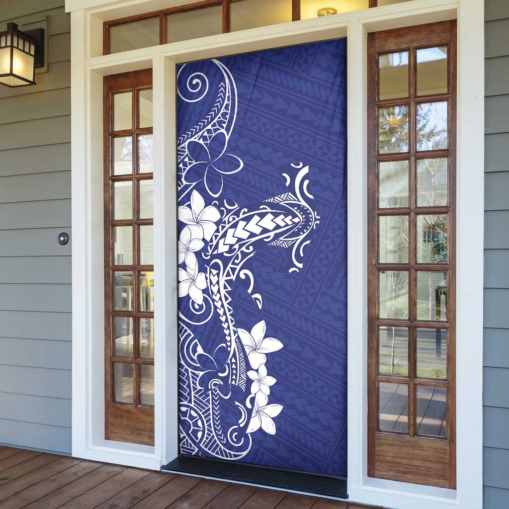 Blue Hawaii Door Cover Hammerhead Shark Tattoo Curve Polynesian - Polynesian Pride
