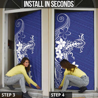 Blue Hawaii Door Cover Hammerhead Shark Tattoo Curve Polynesian - Polynesian Pride