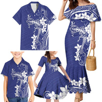 Blue Hawaii Family Matching Mermaid Dress and Hawaiian Shirt Hammerhead Shark Tattoo Curve Polynesian - Polynesian Pride