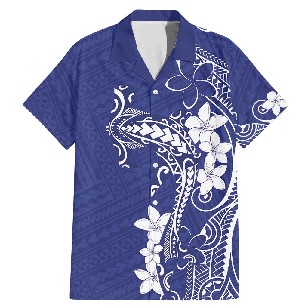 Blue Hawaii Family Matching Mermaid Dress and Hawaiian Shirt Hammerhead Shark Tattoo Curve Polynesian - Polynesian Pride