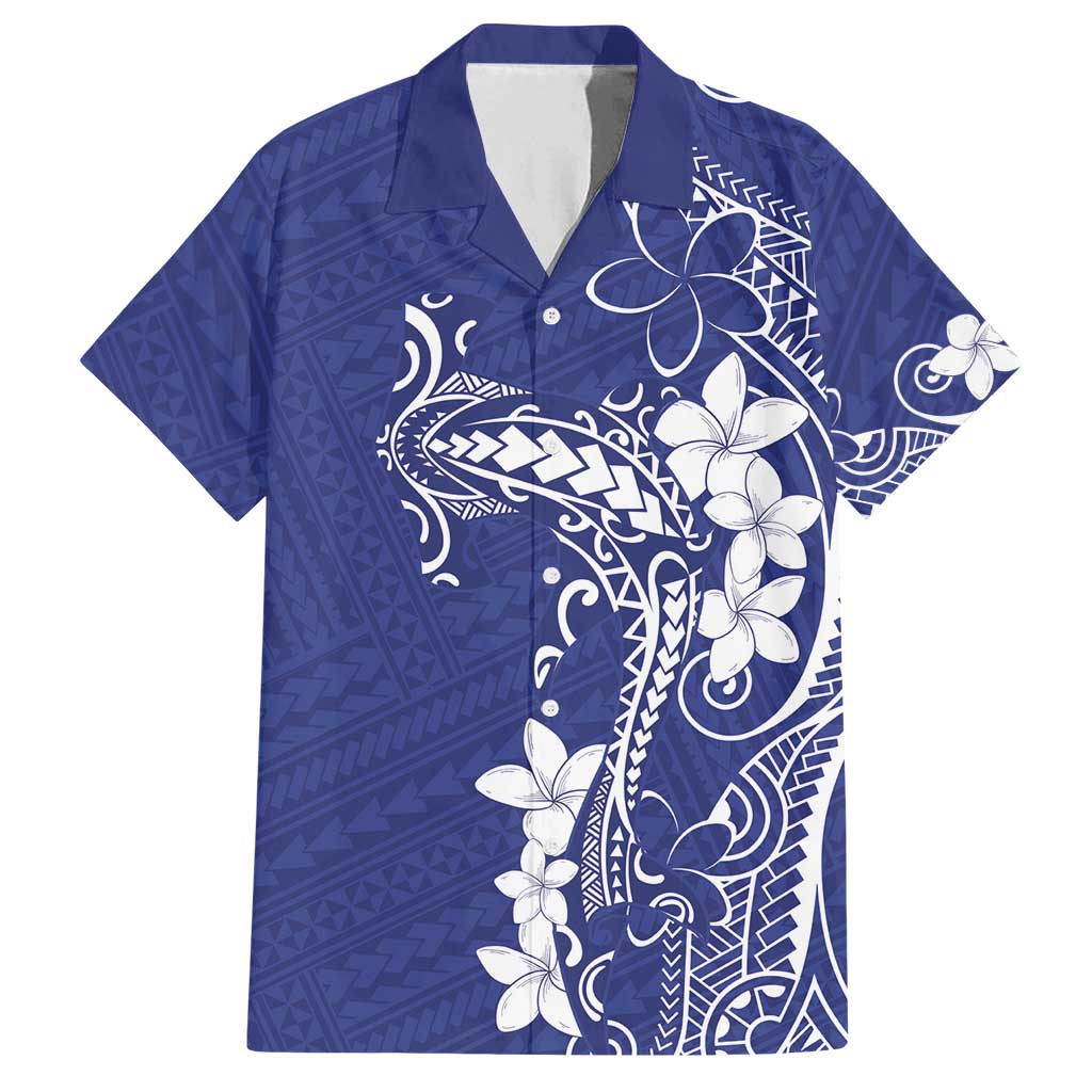 Blue Hawaii Family Matching Off Shoulder Maxi Dress and Hawaiian Shirt Hammerhead Shark Tattoo Curve Polynesian - Polynesian Pride