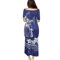 Blue Hawaii Family Matching Puletasi and Hawaiian Shirt Hammerhead Shark Tattoo Curve Polynesian - Polynesian Pride