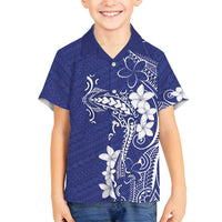 Blue Hawaii Family Matching Puletasi and Hawaiian Shirt Hammerhead Shark Tattoo Curve Polynesian - Polynesian Pride