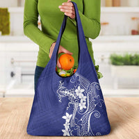 Blue Hawaii Grocery Bag Hammerhead Shark Tattoo Curve Polynesian - Polynesian Pride