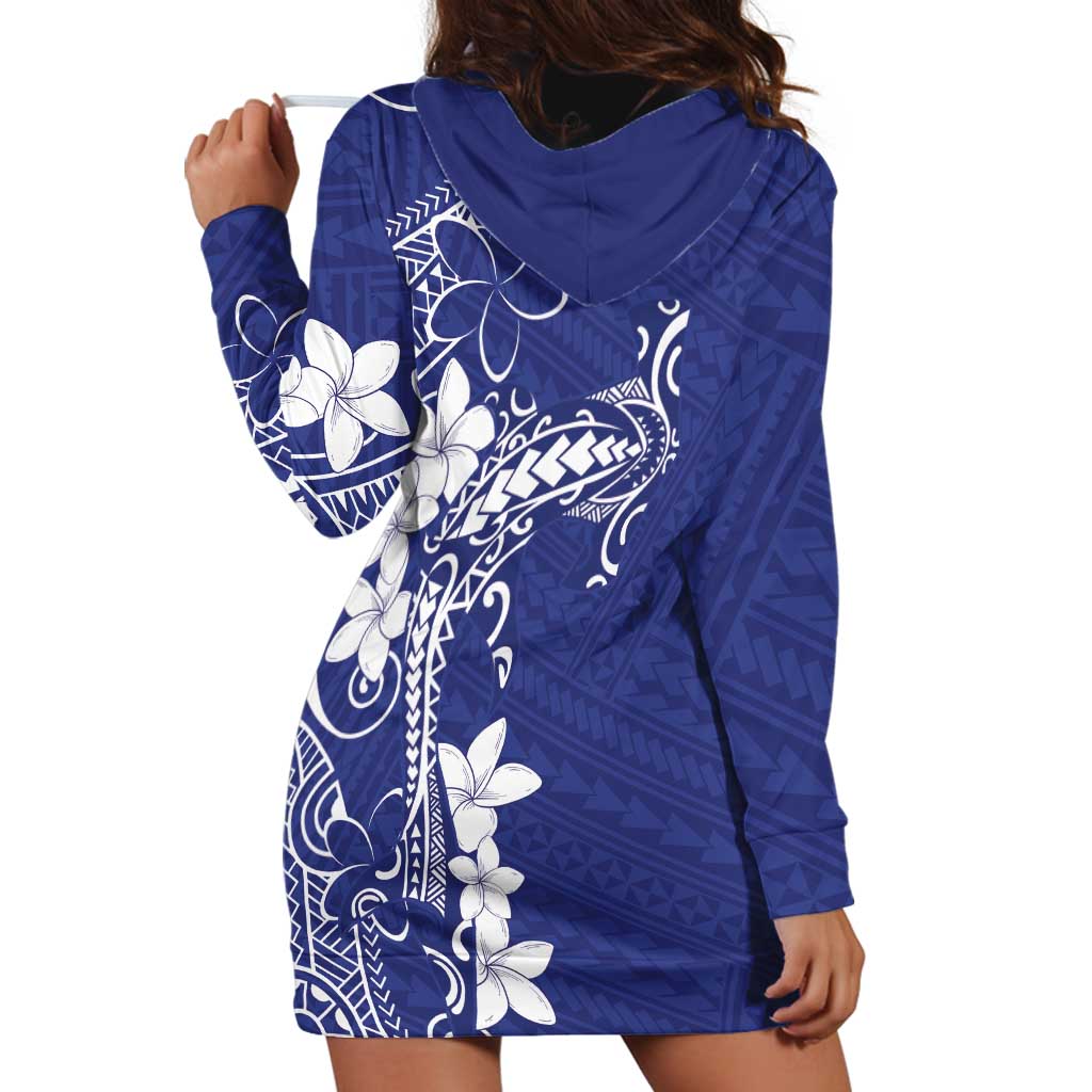 Blue Hawaii Hoodie Dress Hammerhead Shark Tattoo Curve Polynesian - Polynesian Pride