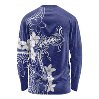Blue Hawaii Long Sleeve Shirt Hammerhead Shark Tattoo Curve Polynesian - Polynesian Pride