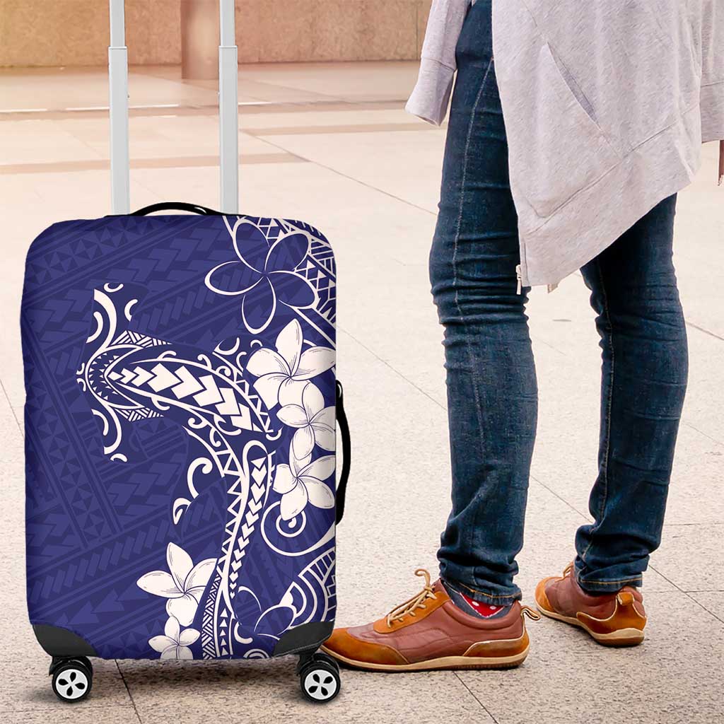 Blue Hawaii Luggage Cover Hammerhead Shark Tattoo Curve Polynesian - Polynesian Pride