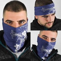 Blue Hawaii Neck Gaiter Hammerhead Shark Tattoo Curve Polynesian - Polynesian Pride
