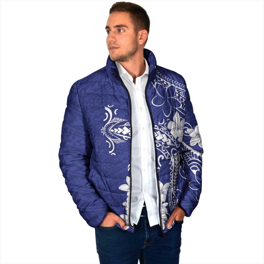 Blue Hawaii Padded Jacket Hammerhead Shark Tattoo Curve Polynesian - Polynesian Pride