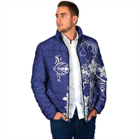 Blue Hawaii Padded Jacket Hammerhead Shark Tattoo Curve Polynesian - Polynesian Pride