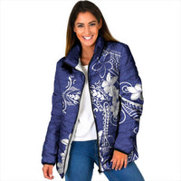 Blue Hawaii Padded Jacket Hammerhead Shark Tattoo Curve Polynesian - Polynesian Pride