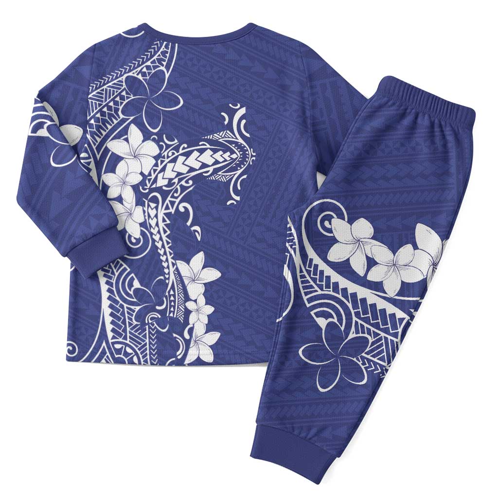 Blue Hawaii Christmas Pajama Set Hammerhead Shark Tattoo Curve Polynesian - Polynesian Pride