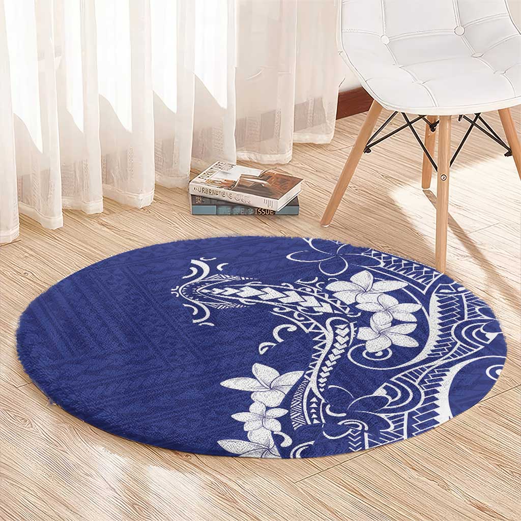 Blue Hawaii Round Carpet Hammerhead Shark Tattoo Curve Polynesian - Polynesian Pride