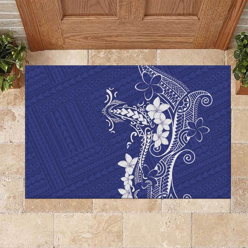 Blue Hawaii Rubber Doormat Hammerhead Shark Tattoo Curve Polynesian - Polynesian Pride