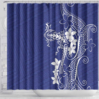 Blue Hawaii Shower Curtain Hammerhead Shark Tattoo Curve Polynesian - Polynesian Pride