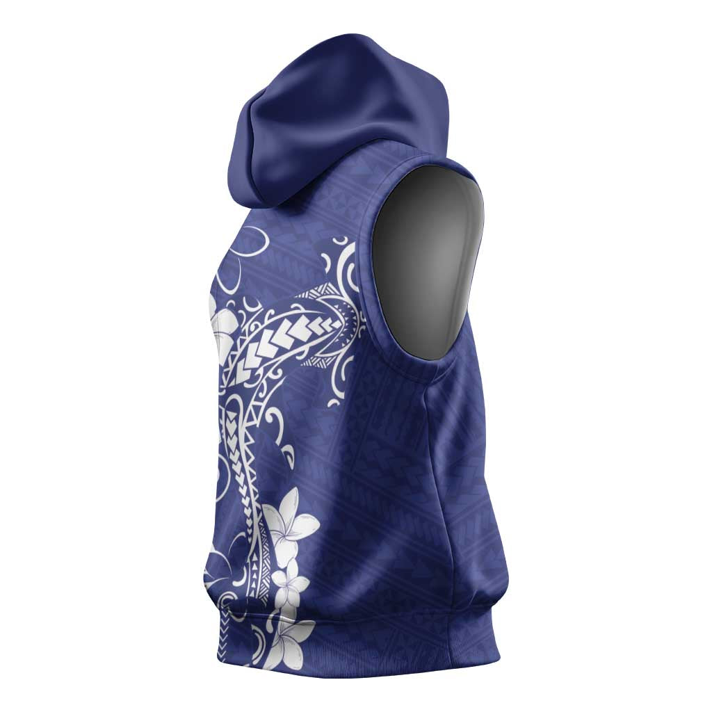 Blue Hawaii Sleeveless Hoodie Hammerhead Shark Tattoo Curve Polynesian - Polynesian Pride