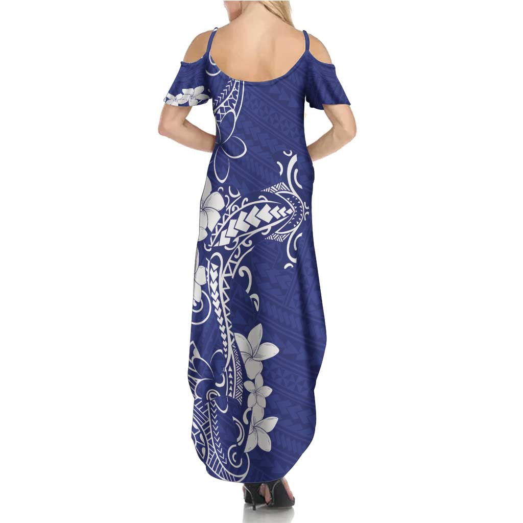Blue Hawaii Summer Maxi Dress Hammerhead Shark Tattoo Curve Polynesian - Polynesian Pride