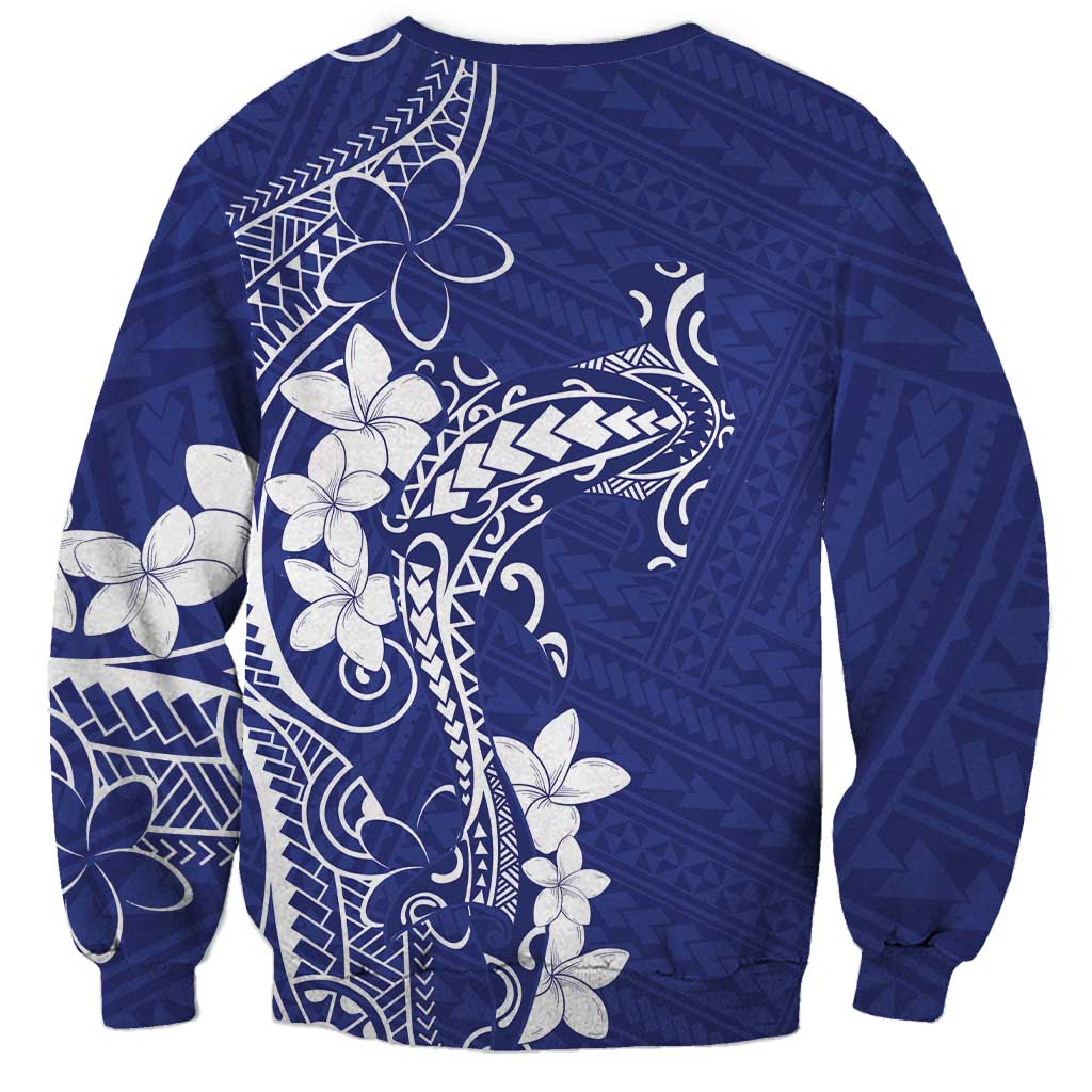 Blue Hawaii Sweatshirt Hammerhead Shark Tattoo Curve Polynesian - Polynesian Pride