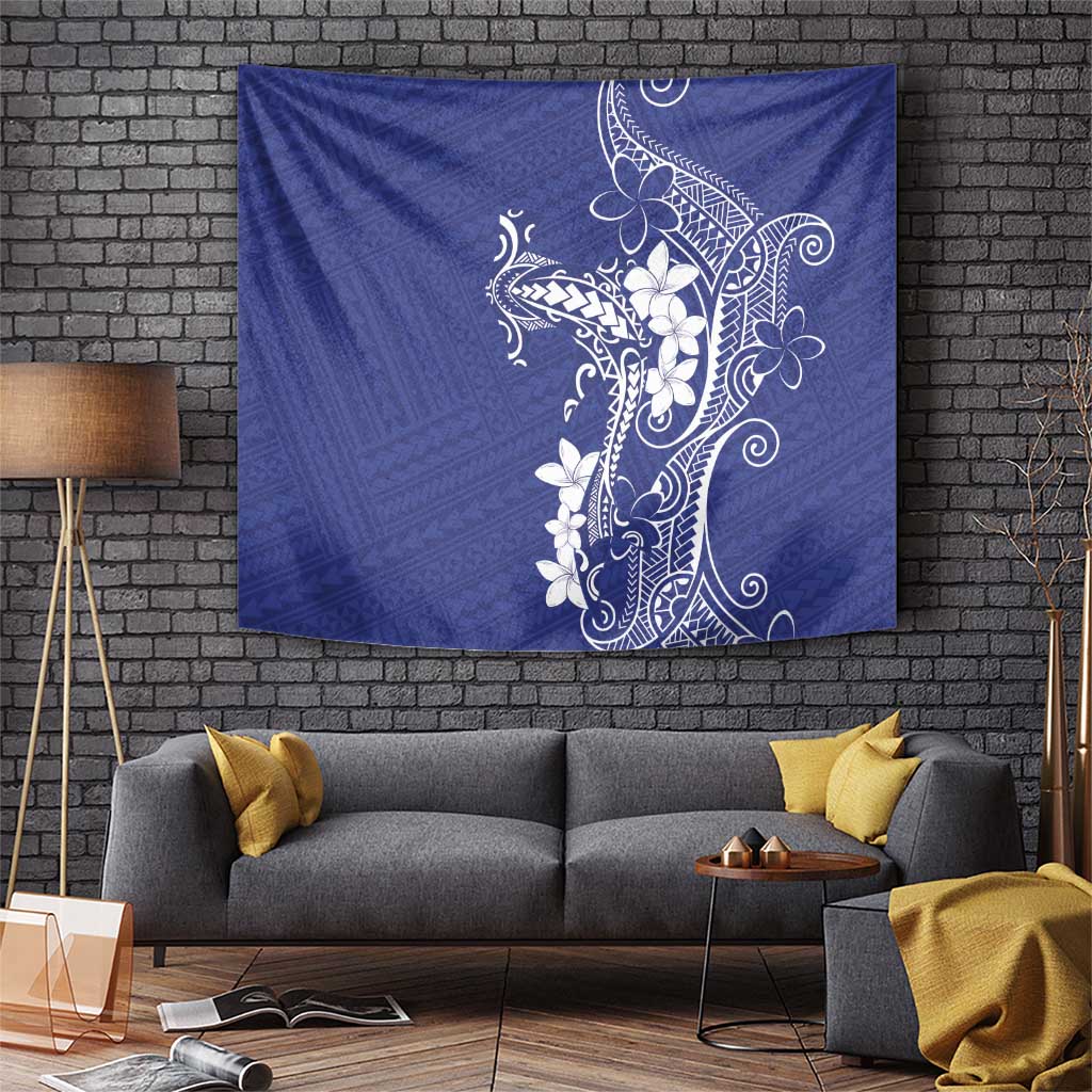 Blue Hawaii Tapestry Hammerhead Shark Tattoo Curve Polynesian - Polynesian Pride