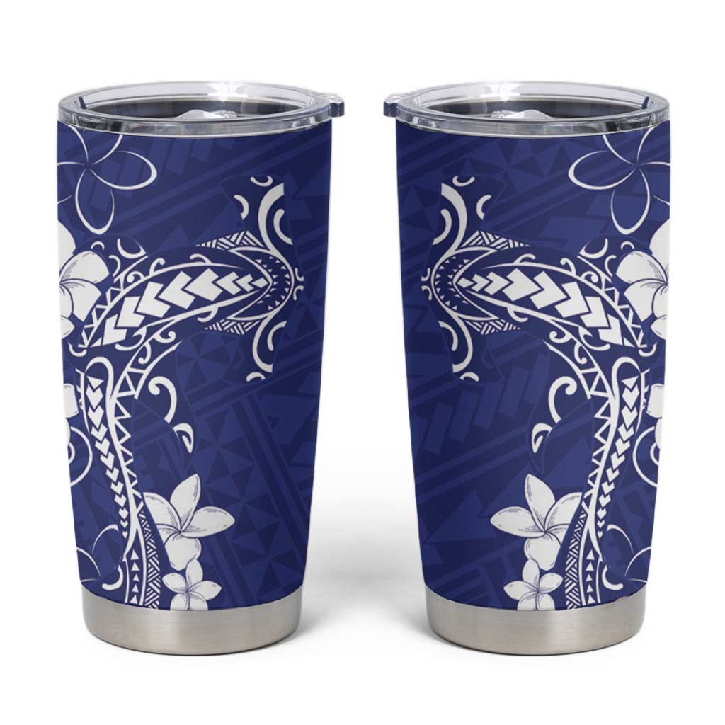 Blue Hawaii Tumbler Cup Hammerhead Shark Tattoo Curve Polynesian - Polynesian Pride